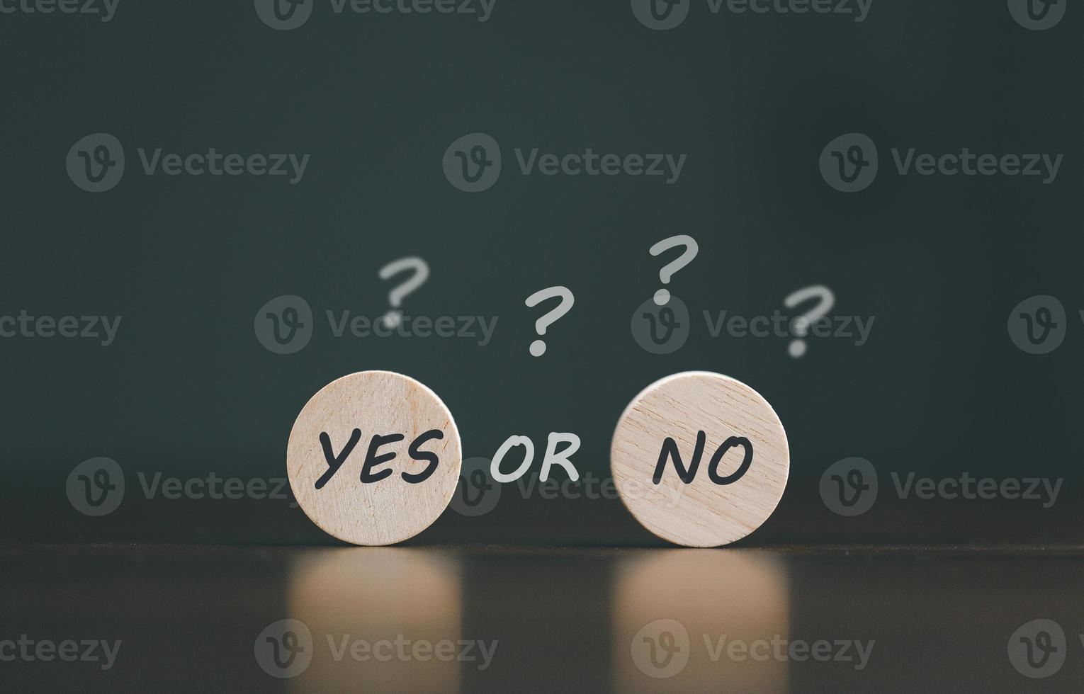 concept of choice yes or no on wooden. Business and lifestyle concept. Think With Yes Or No Choice, Business Choices For Difficult Situations, two wooden with yes or no word on it. photo