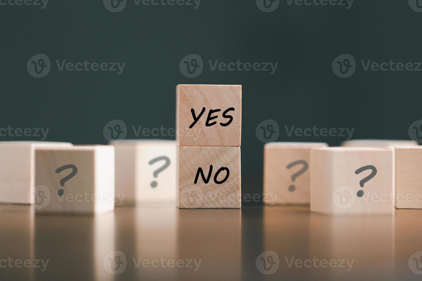 concept of choice yes or no on wooden cubic blocks. Business and lifestyle concept. Think With Yes Or No Choice, Business Choices For Difficult Situations, two wooden with yes or no word on it. photo