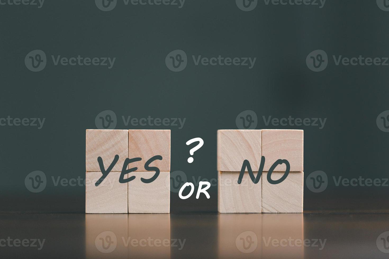 concept of choice yes or no on wooden cubic blocks. Business and lifestyle concept. Think With Yes Or No Choice, Business Choices For Difficult Situations, two wooden with yes or no word on it. photo