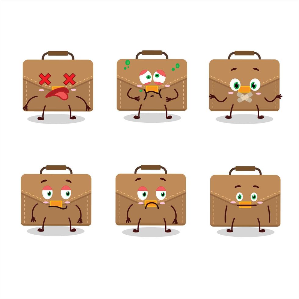Brown suitcase cartoon character with nope expression vector