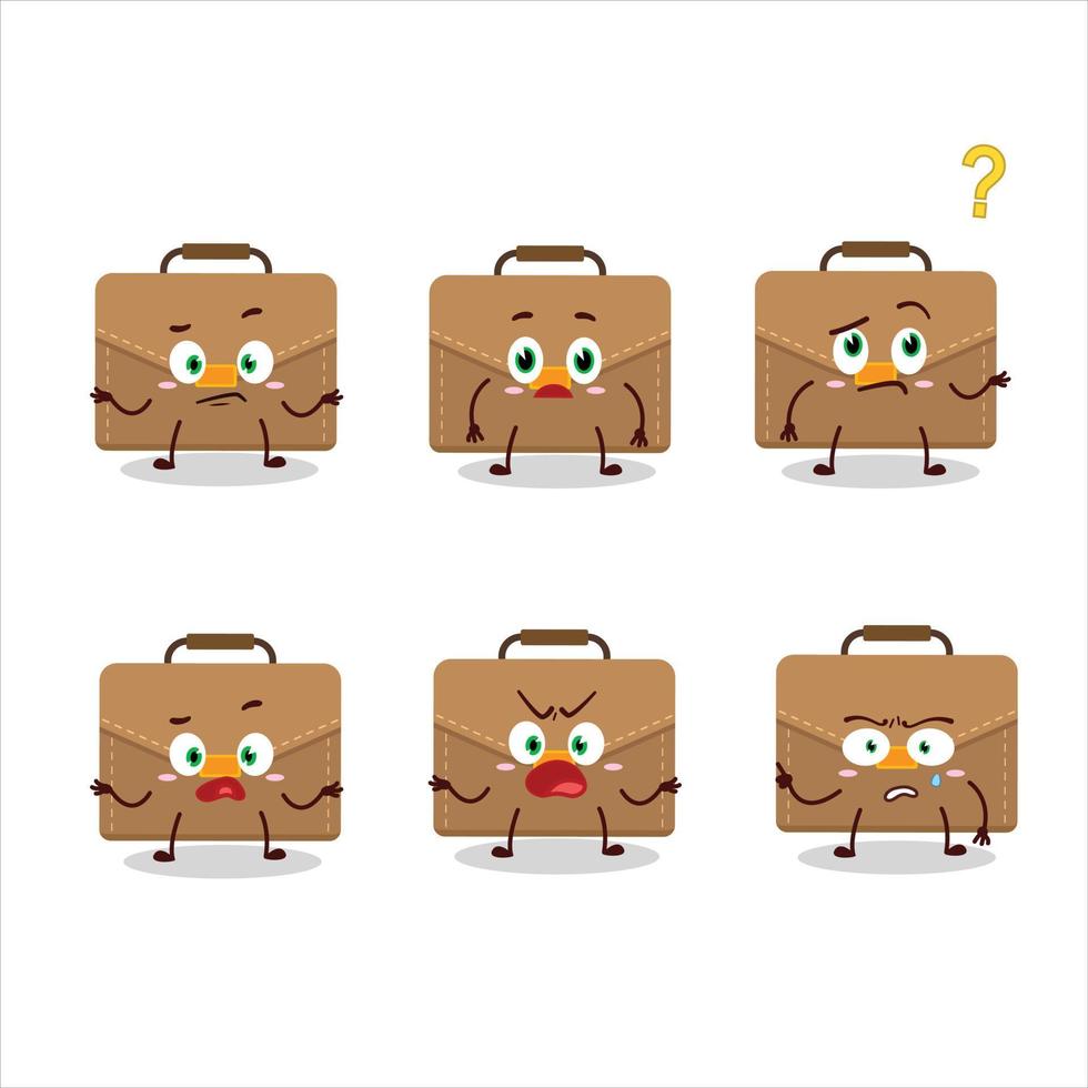 Cartoon character of brown suitcase with what expression vector