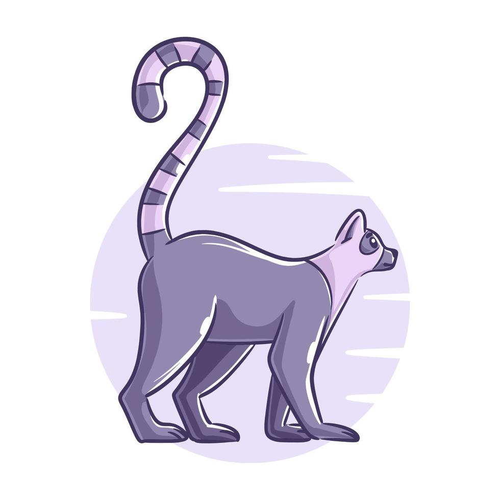 Vector hand drawn lemurs cartoon character