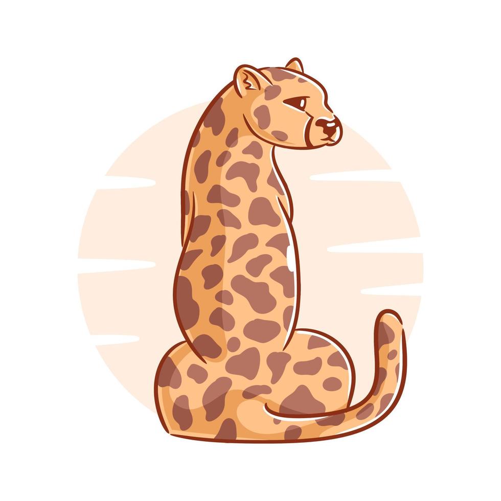 Vector hand drawn cheetah cartoon character