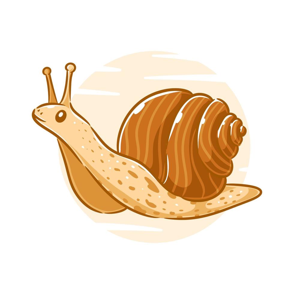Vector hand drawn snail cartoon character