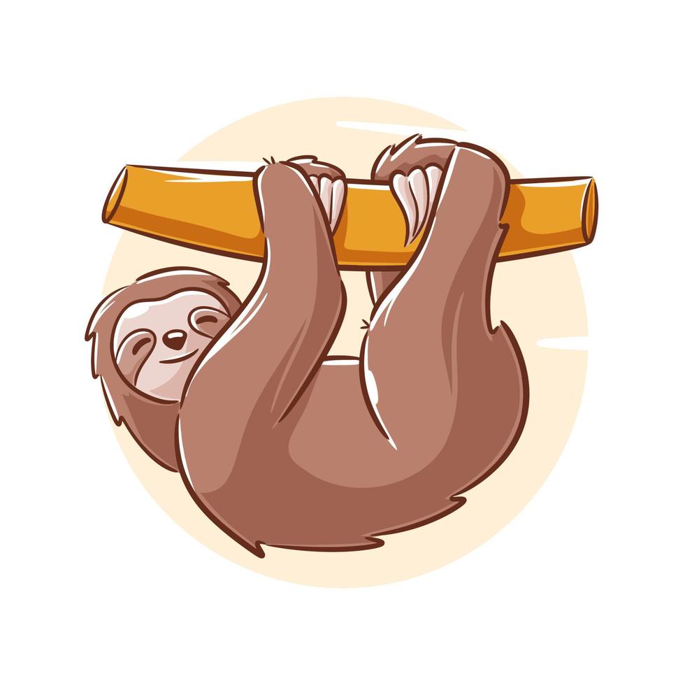 Vector hand drawn sloth cartoon character