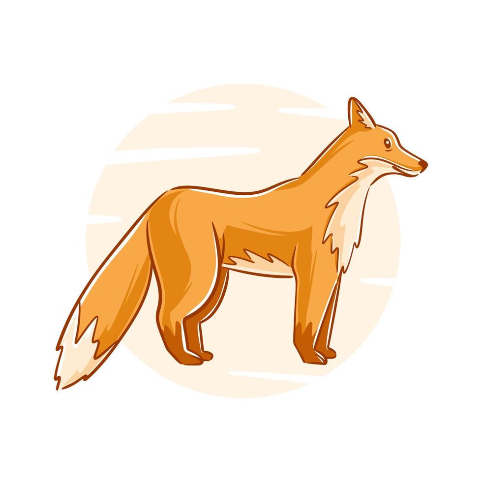 Vector hand drawn fox cartoon character