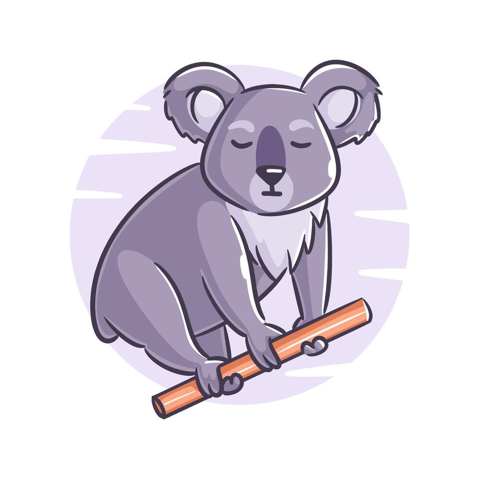Vector hand drawn koala on the tree branch