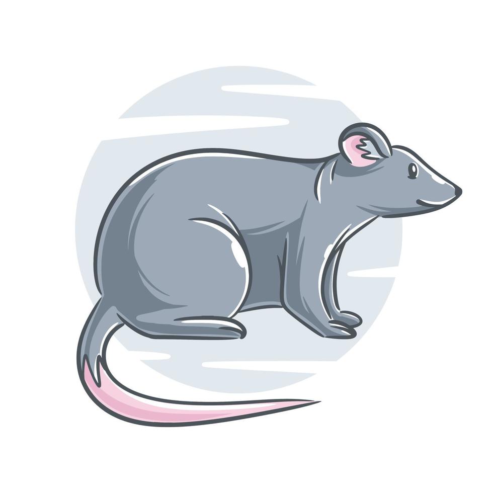 Vector hand drawn rat cartoon character