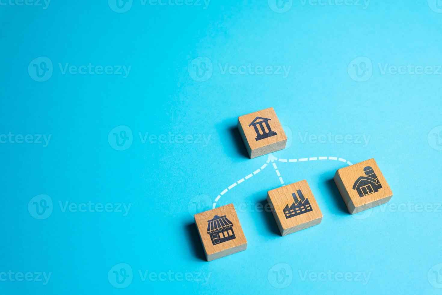 The bank gives loans to businesses and industry. Business access to capital markets. Implementation of transactions and financial operations on accounts. Investments and support. Economic process photo