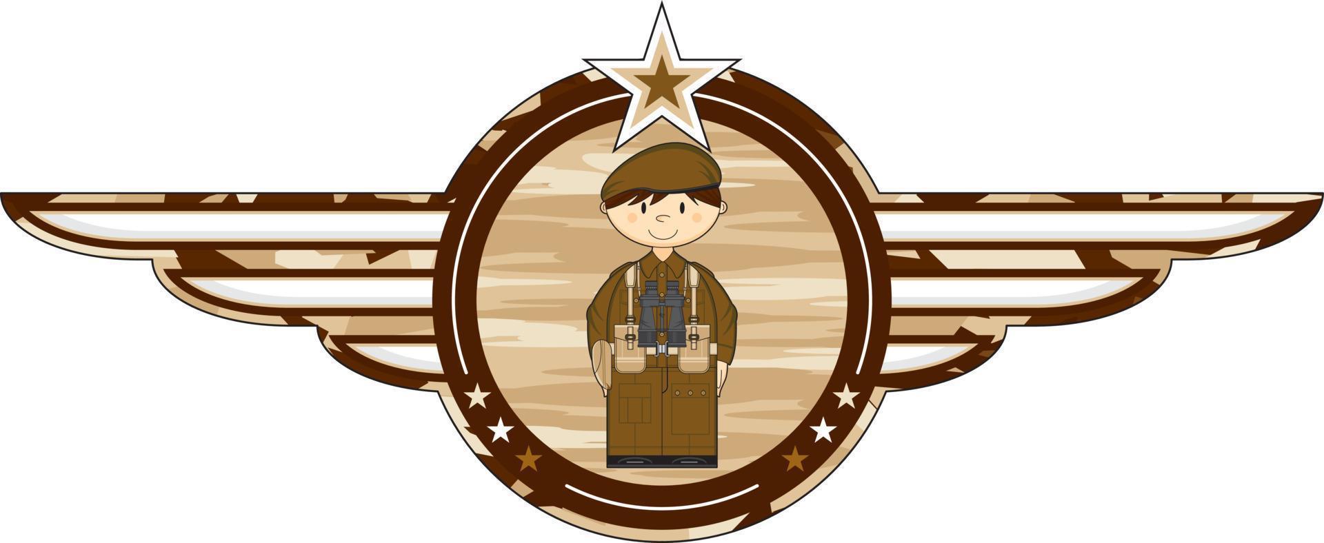 Cartoon WW1 Army Soldier Military History Illustration vector