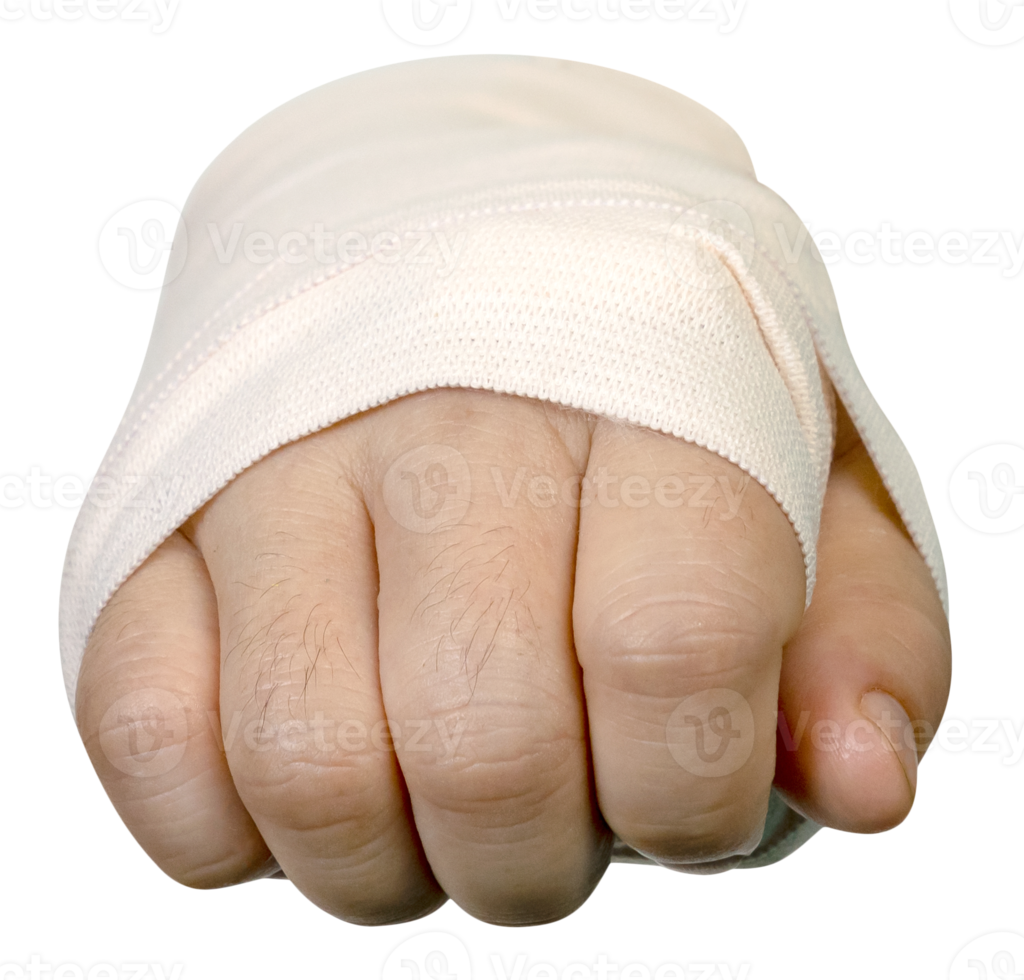 closeup right hand fist with elastic bandage isolated png