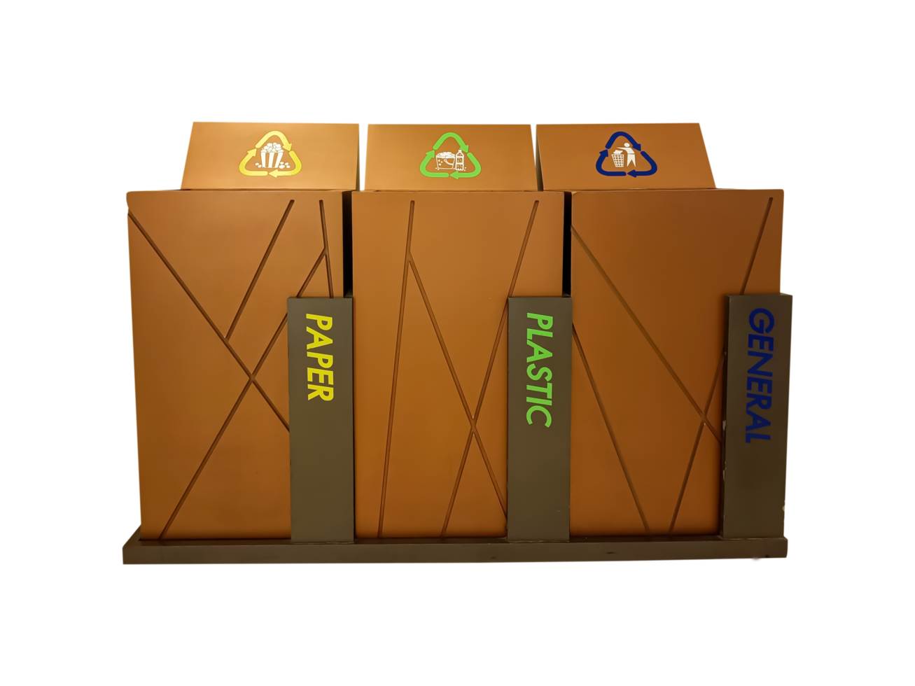 Classified garbage bins on transparent background png