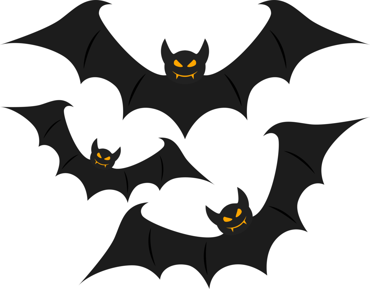 Halloween element illustration with black bats. png