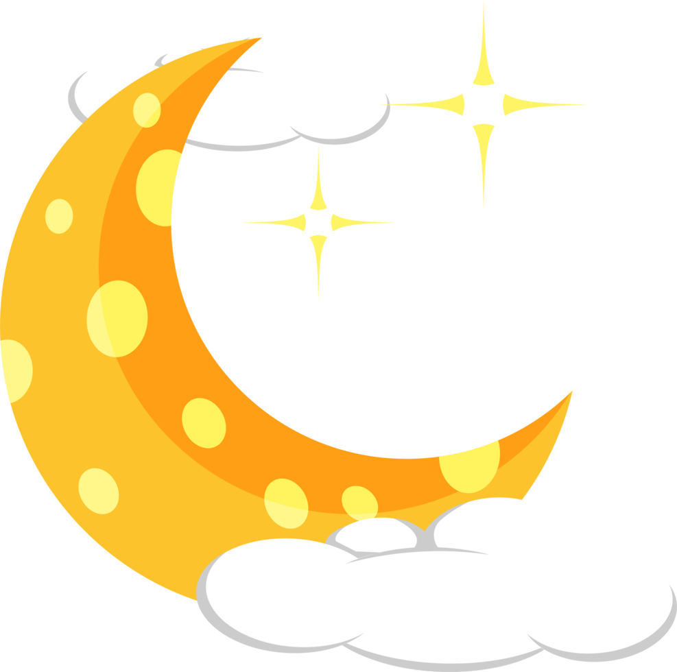 halloween element illustration med måne och moln. png