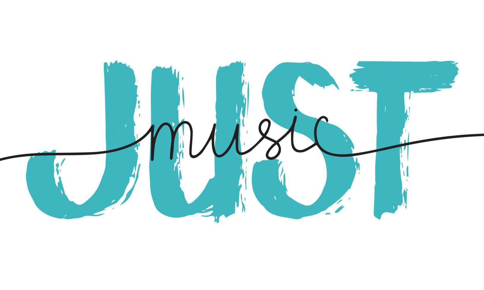 Just music. One line continuous word music. Vector illustration.