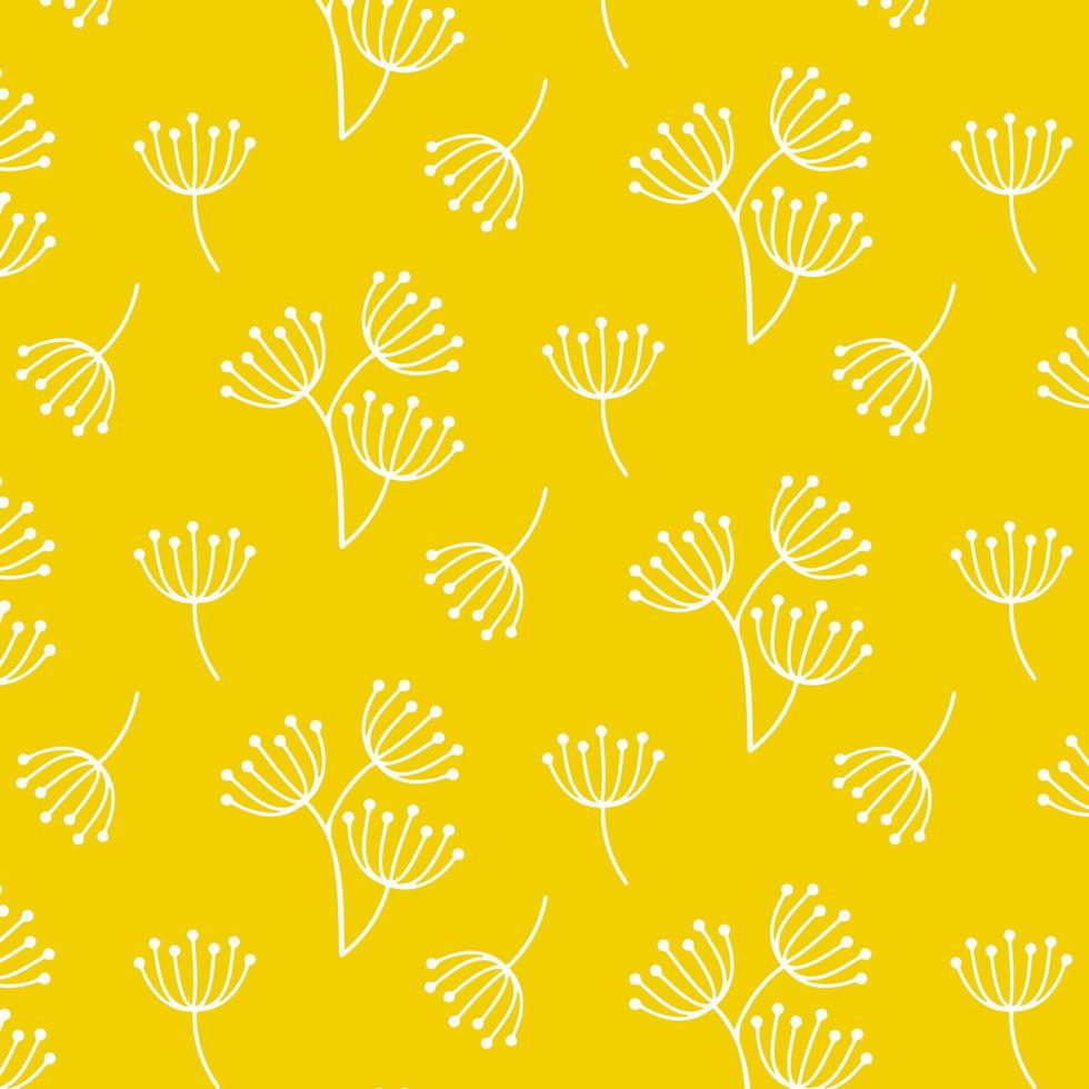 Seamless pattern of hand drawn doodle wild flowers on isolated blue background. Design for springtime, Mothers day, Easter celebration, scrapbooking, nursery decor, home decor, paper crafts. vector