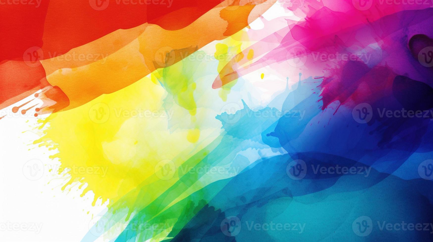 Colorful abstract background of watercolor paint splashing on white paper photo