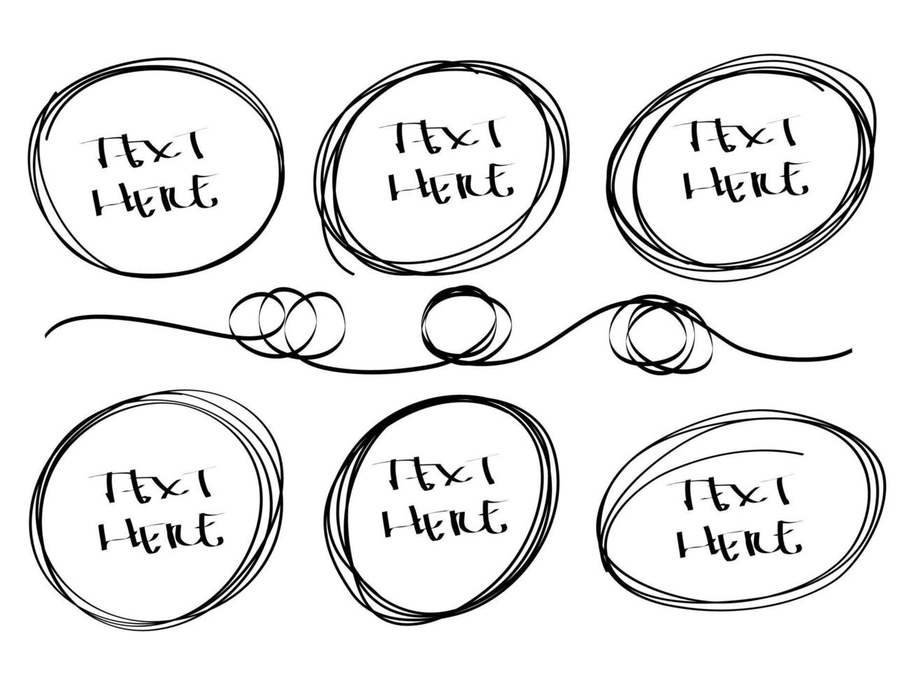 Hand drawn scribble line circles. Doodle circular for message note mark design element. vector illustration