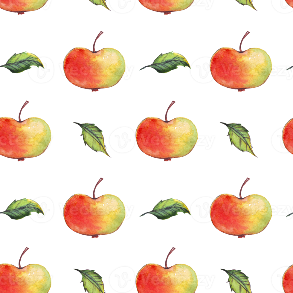 Watercolor apples. Seamless pattern png