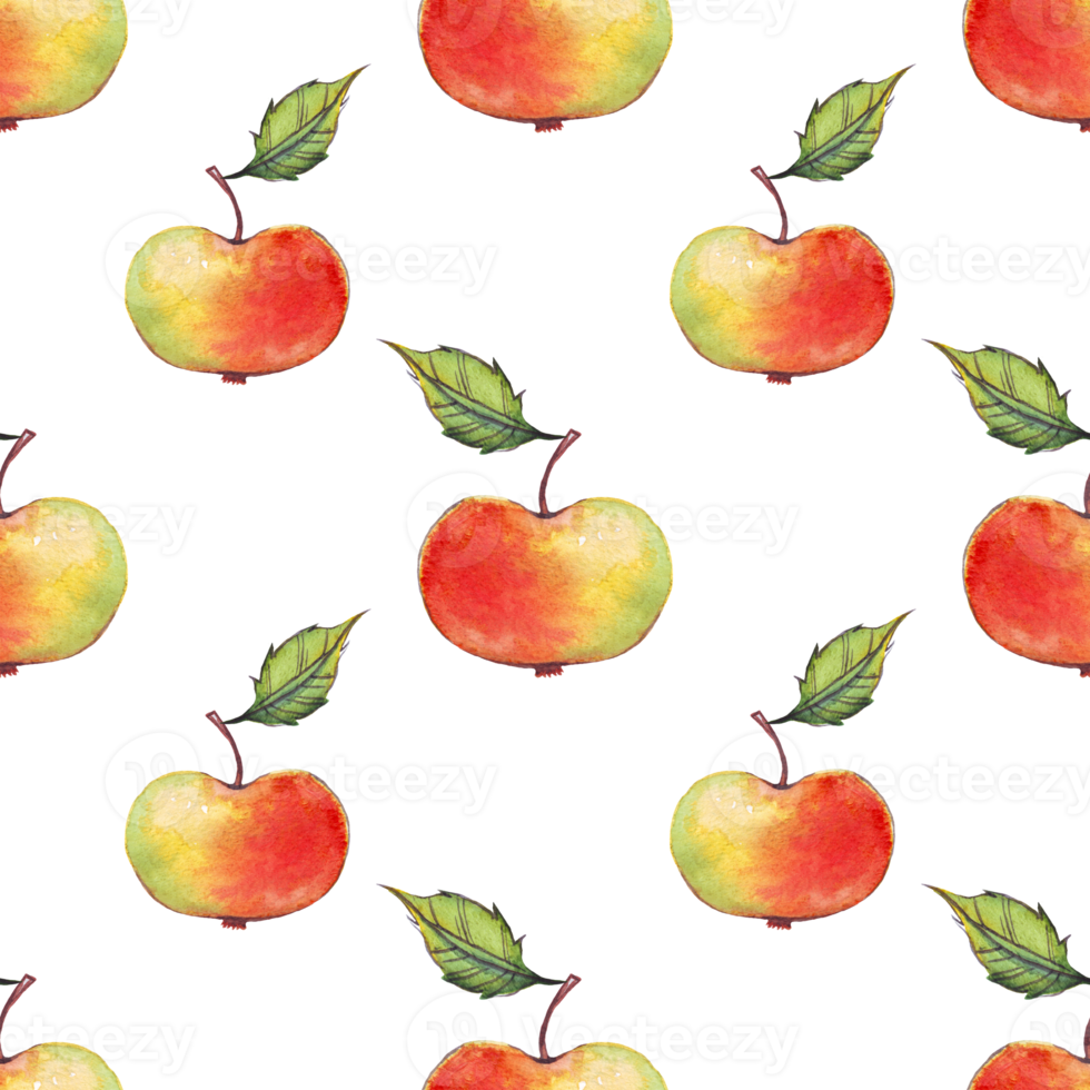 Watercolor apples. Seamless pattern png
