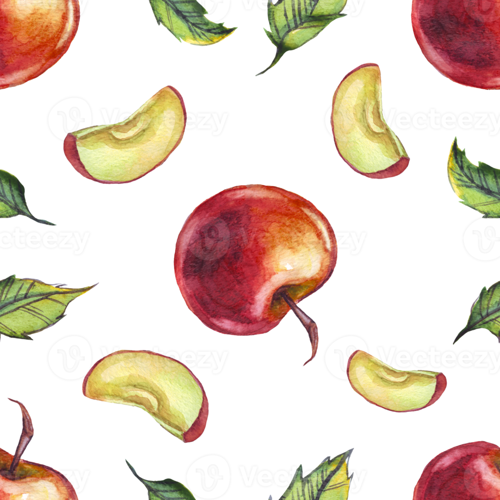 Watercolor apples. Seamless pattern png