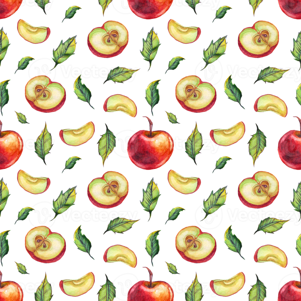 waterverf appels. naadloos patroon png