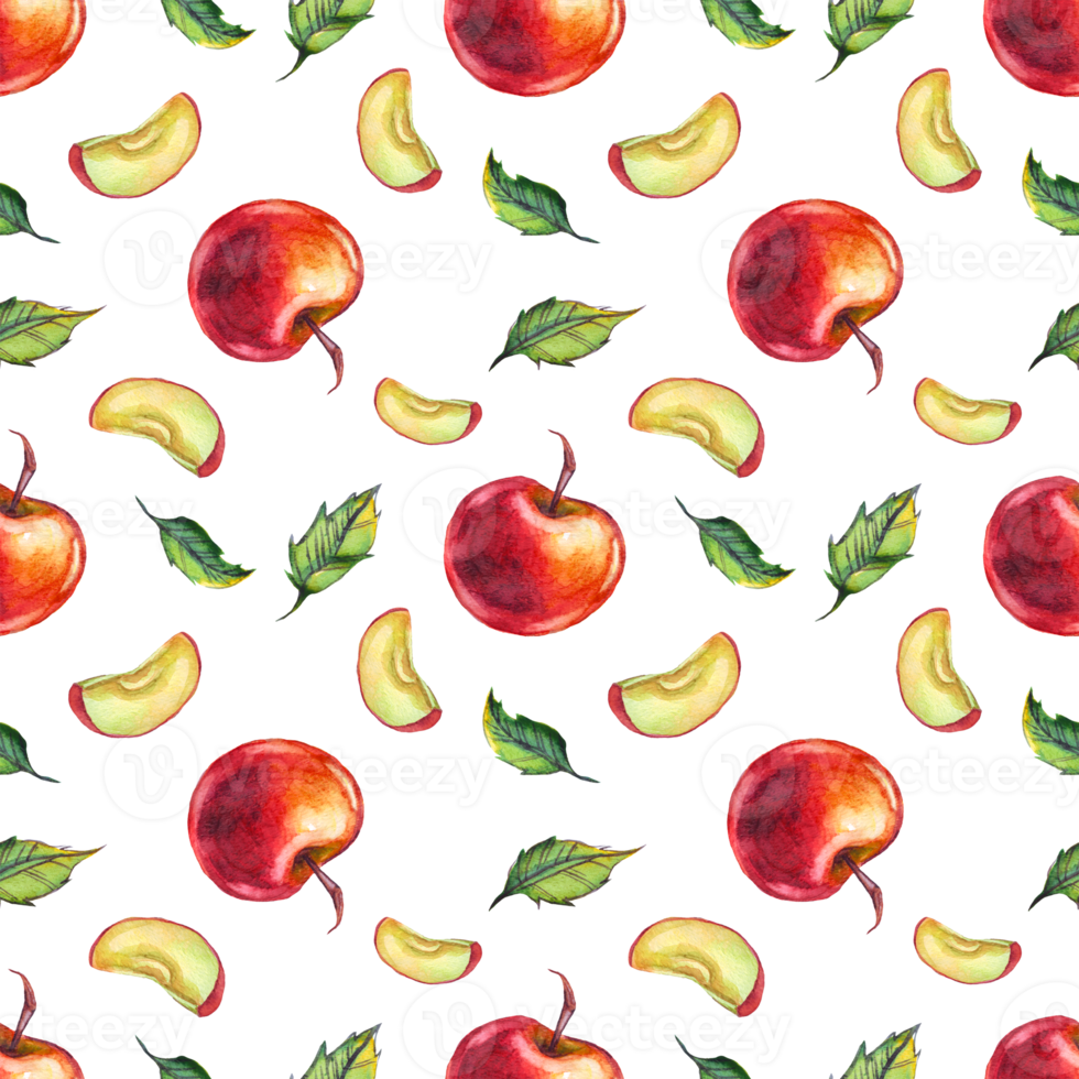 Watercolor apples. Seamless pattern png