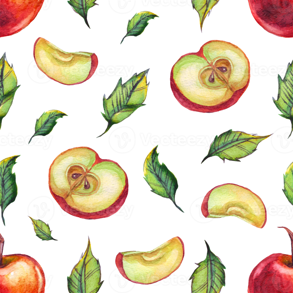 Watercolor apples. Seamless pattern png