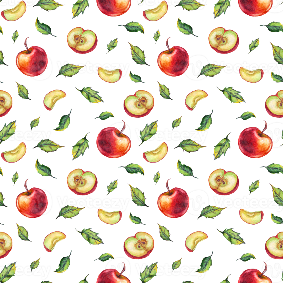Watercolor apples. Seamless pattern png