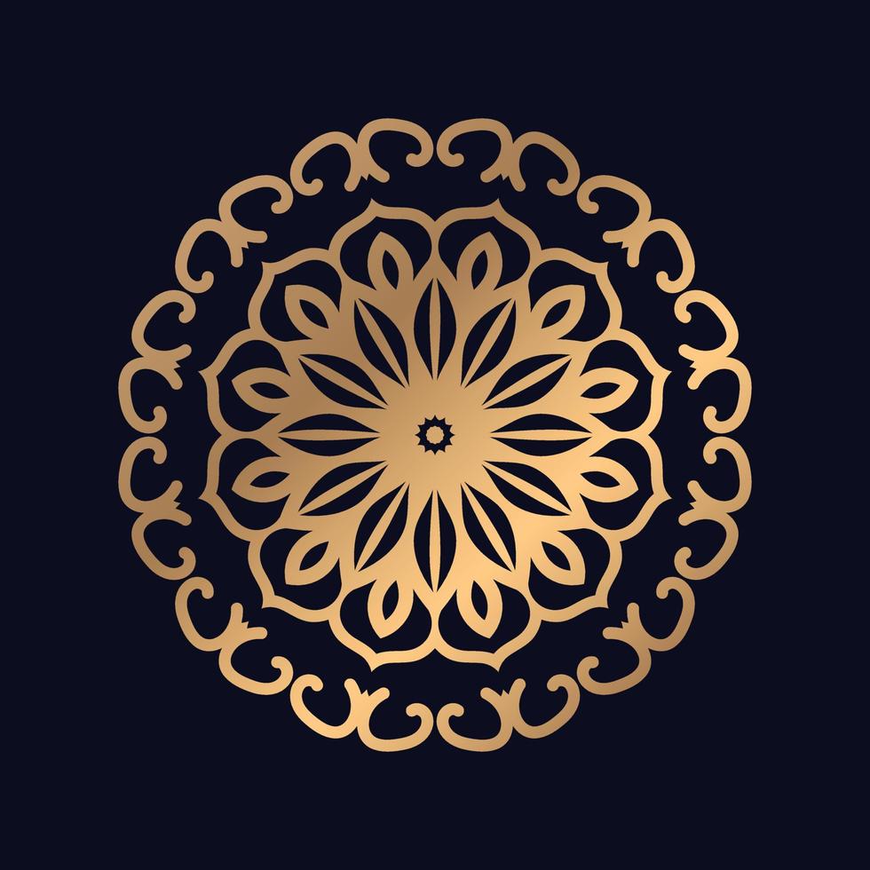 oro islámico modelo degradado mandala en negro antecedentes. vector. mandala con floral patrones vector