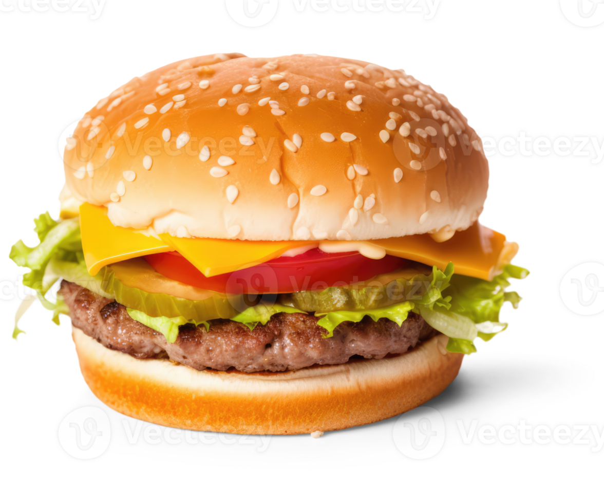 Manzo hamburger su un' trasparente sfondo - ai generato png