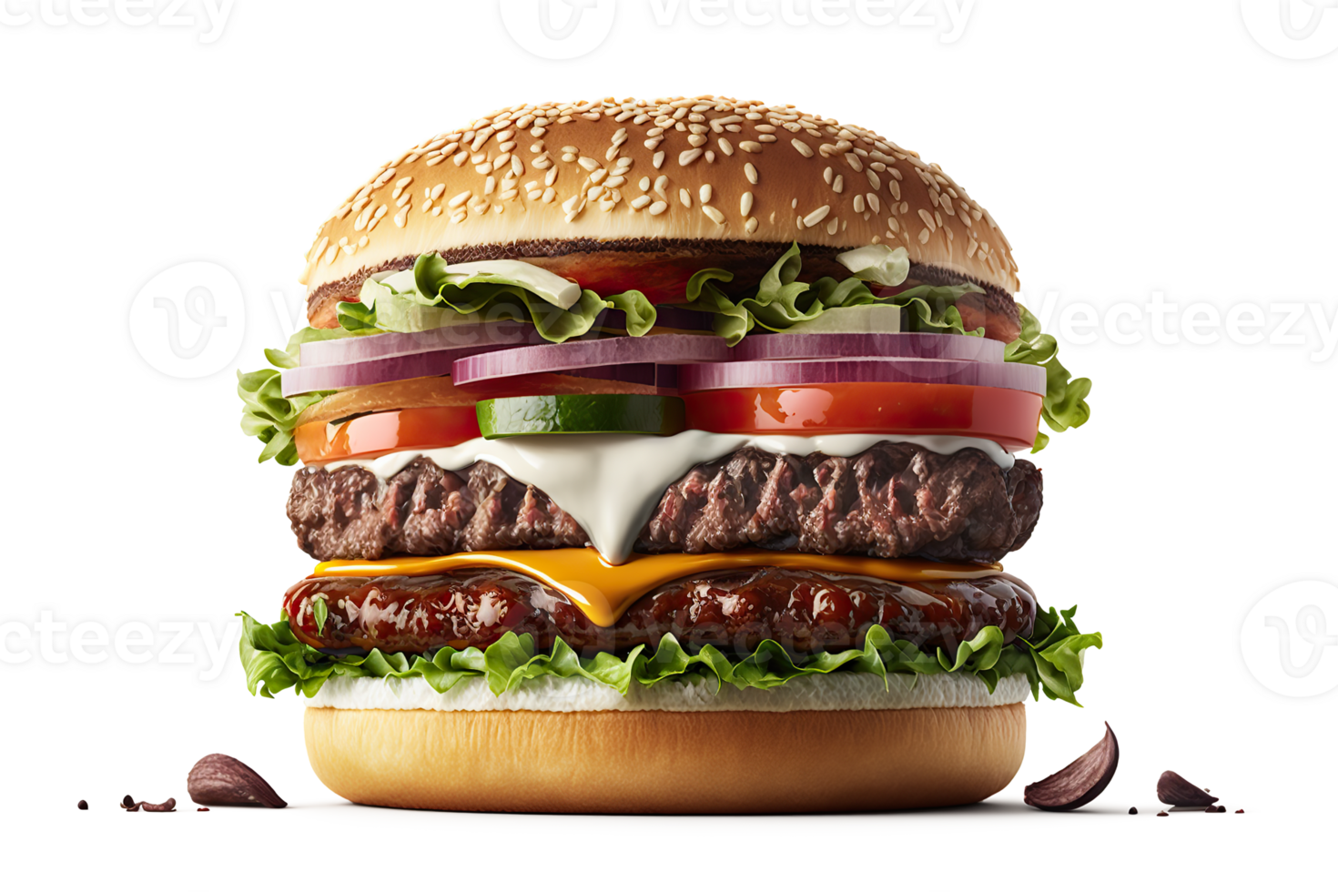 Beef Burger on a Transparent Background - png