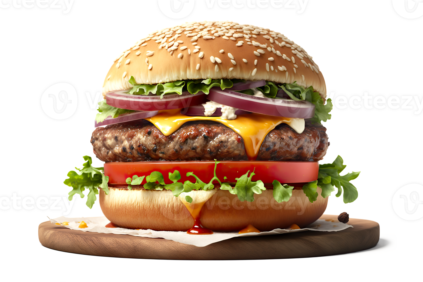 Rindfleisch Burger auf ein transparent Hintergrund - - ai generiert png