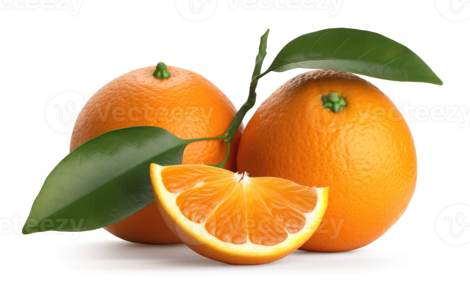 Oranges fruit with Leaves on a Transparent Background - png