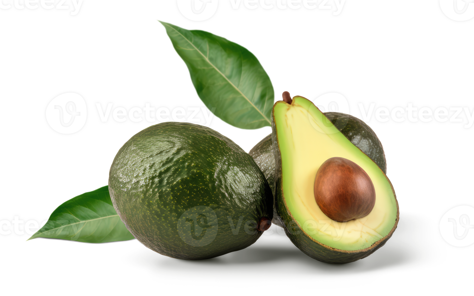 Avocados Fruit with Leaves and Sliced Avocado 22787267 PNG