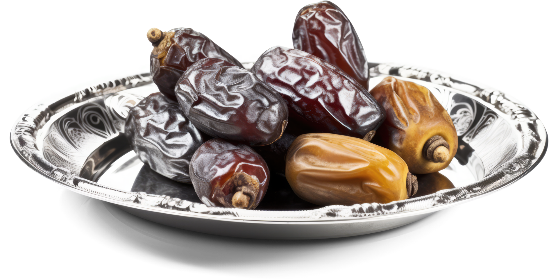 Date Fruits on a Silver Traditional Plate 22787276 PNG