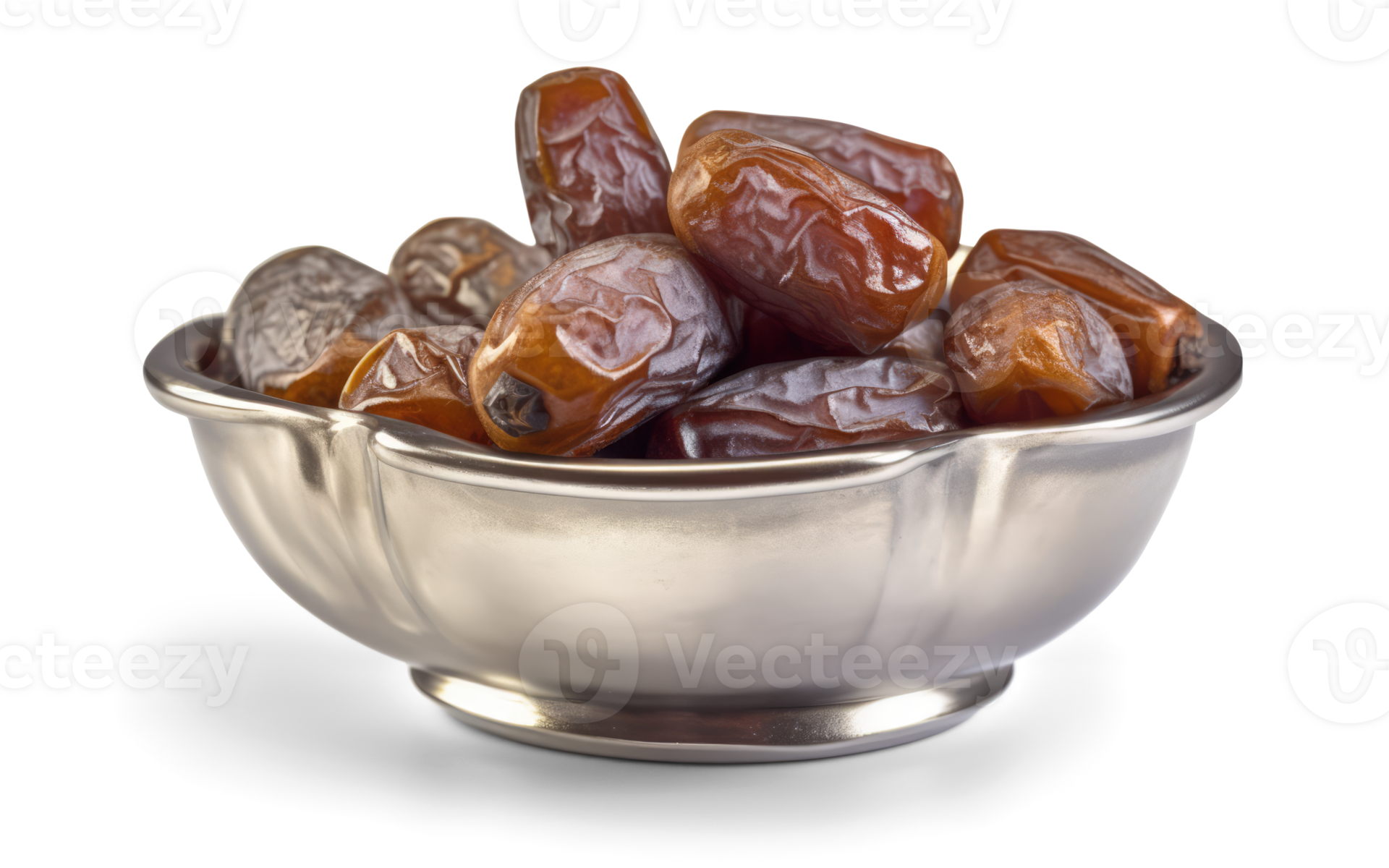 Date Fruits on Silver Bowl 22787293 PNG