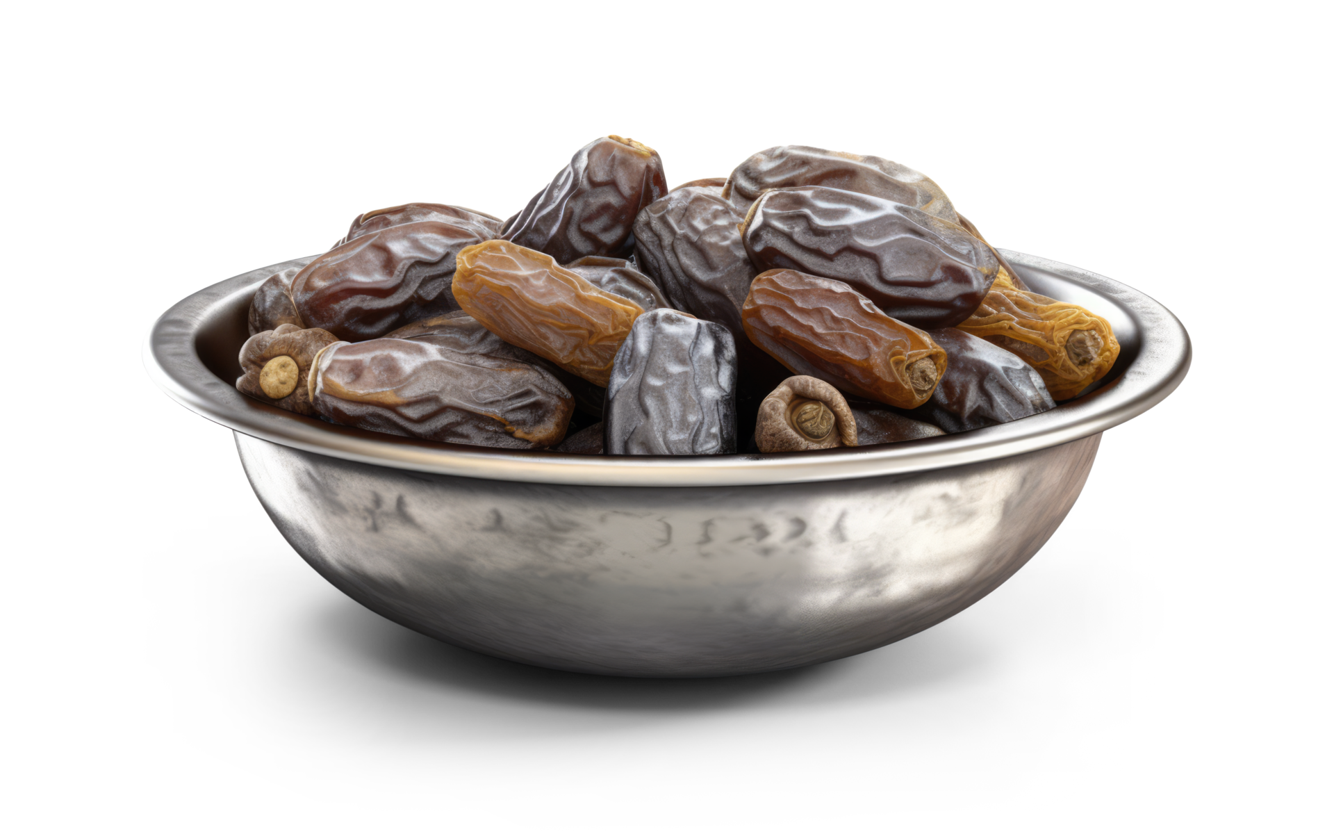 Date Fruits on Silver Bowl 22787296 PNG