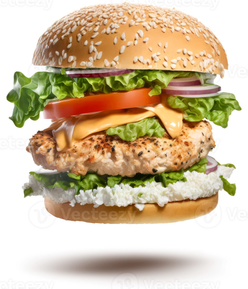 Flying Burger on a Transparent Background png