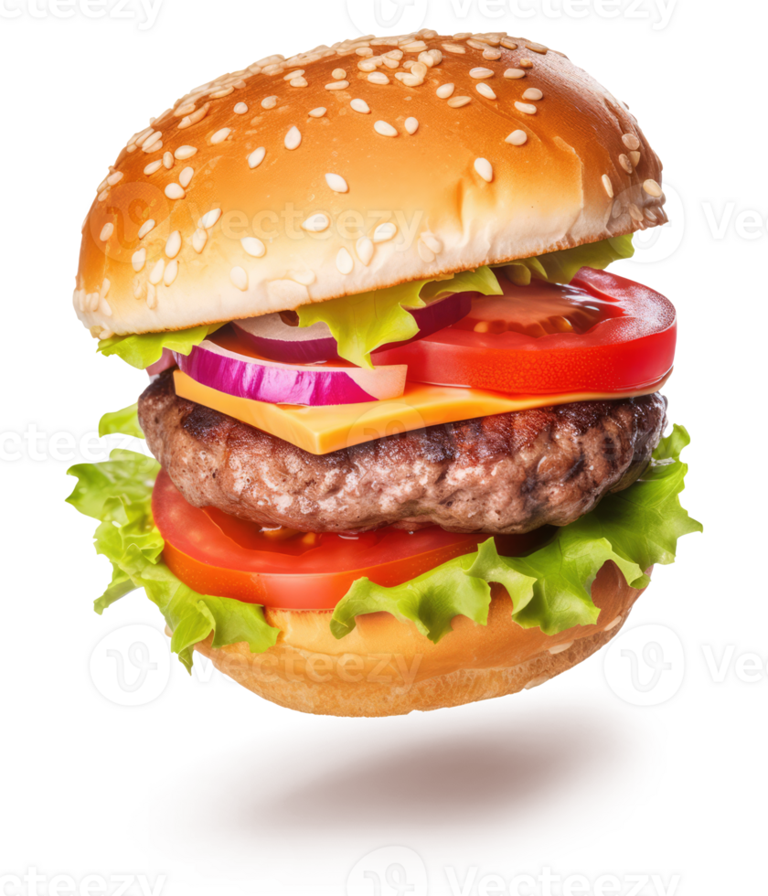 volante hamburger su un' trasparente sfondo generativo ai png