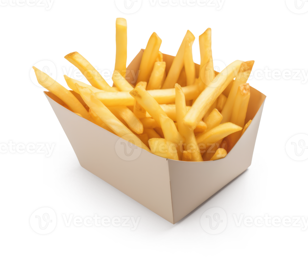 illustration av franska frites i låda transparent bakgrund generativ ai png