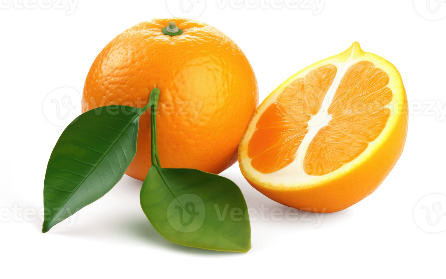 Orange Fruit with Leaves Transparent Background png