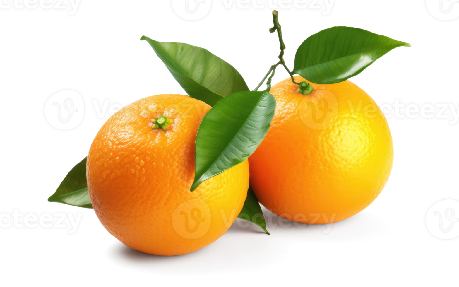 orange frukt med löv transparent bakgrund generativ ai png