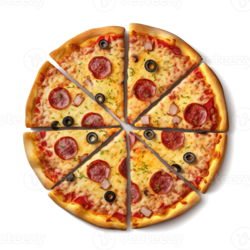 bonito composición fotografía de Pizza en un transparente antecedentes - generativo ai png