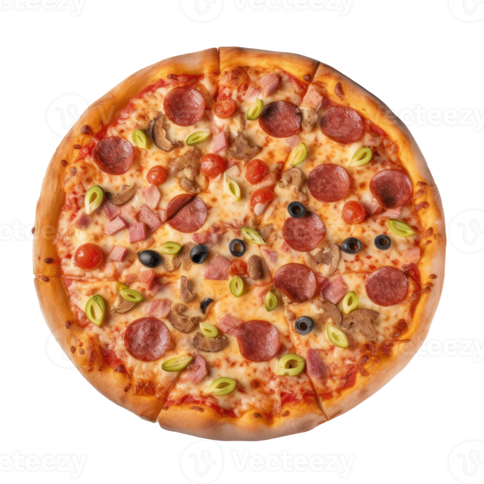 agréable composition la photographie de Pizza sur une transparent Contexte - génératif ai png