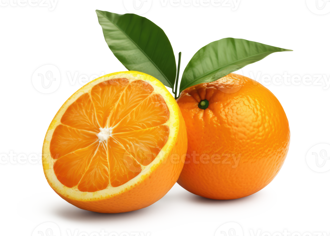 Orange Fruit with Leaves Transparent Background png