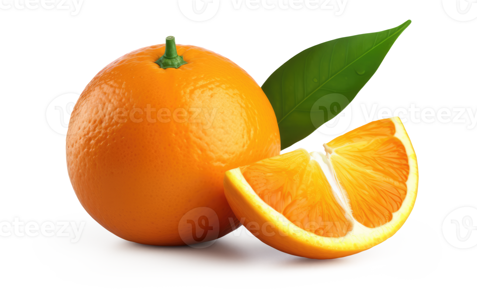 orange frukt med löv transparent bakgrund generativ ai png