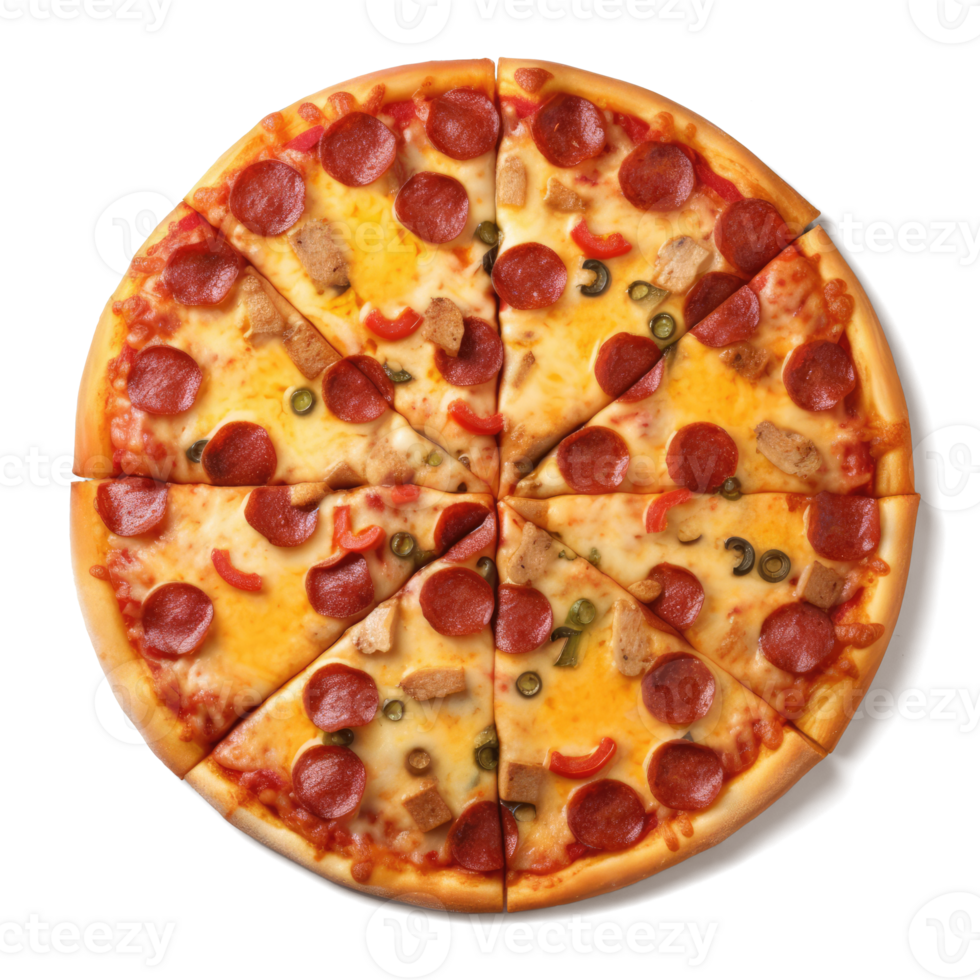 agréable composition la photographie de Pizza sur une transparent Contexte - génératif ai png