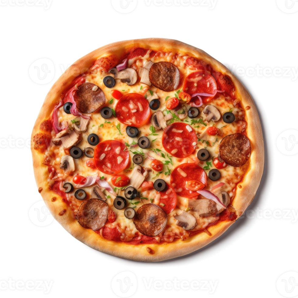 bonito composición fotografía de Pizza en un transparente antecedentes - generativo ai png