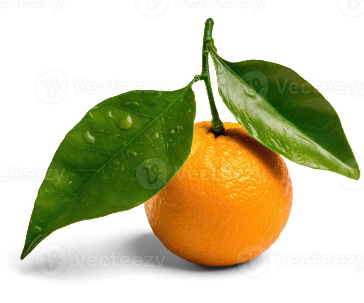 orange frukt med löv transparent bakgrund generativ ai png